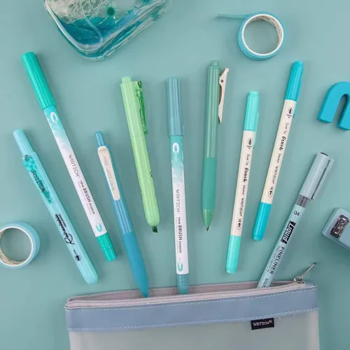 Miniatura 6 de WRITECH Kit de diario, bolígrafos de tinta de gel, resaltadores retráctiles, bolígrafos de punta doble, bolígrafos de punta fina, suministros