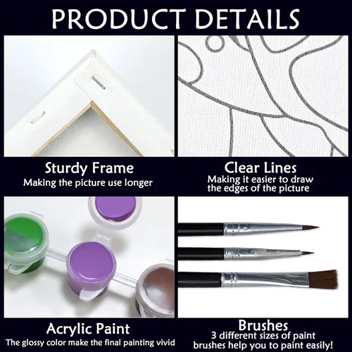 Miniatura 4 de Kit de pintura sobre lienzo para adultos, lienzo predibujado para pintar, kit de pintura para recuerdos de fiesta, copa de vino, pintura lipstica