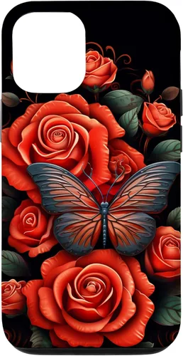 Miniatura 28 de Cute Butterfly Red Floral Flower Butterfly Rose Case for iPhone 17