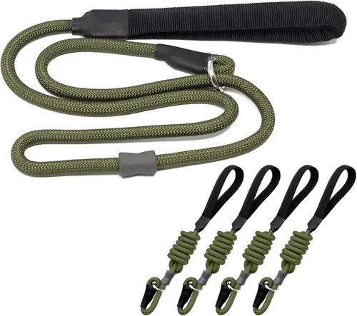 Miniatura 19 de Correa de Entrenamiento para Perros de Cuerda Deslizante Fuerte (4 pies) – Correa de Nylon Trenzado Resistente y Duradera con Tope de Goma y Mango