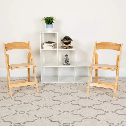 Miniatura 11 de EMMA + OLIVER Paquete de 4 sillas plegables de madera negra con asiento acolchado de vinilo