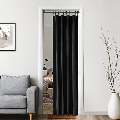 Miniatura 4 de XTMYI Paneles de Cortinas de Puerta Opacas de Terciopelo para Dormitorio, Aislamiento Térmico de Invierno Cálido con Pestaña Trasera y Bolsillo