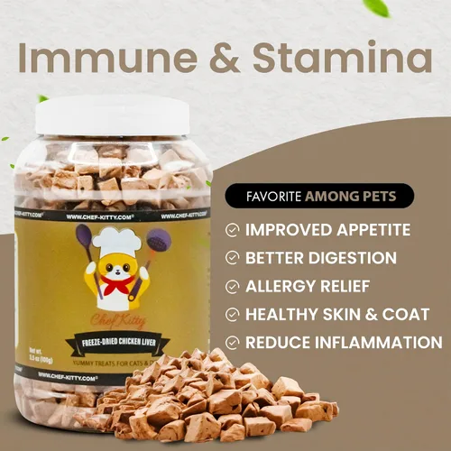 Miniatura 6 de Golosinas de hígado de pollo liofilizadas de grado humano de Chef Kitty para gatos y perros – 100% de grado humano, ingrediente único, alto