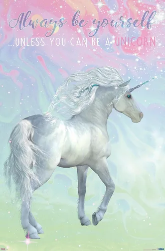 Trends International Póster de pared de unicornio en colores pastel, 22.375 x 34 pulgadas, versión sin marco