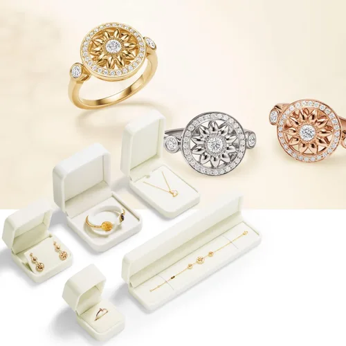 Miniatura 2 de Oirlv Caja de anillo de terciopelo para boda, día de San Valentín, anillos blancos