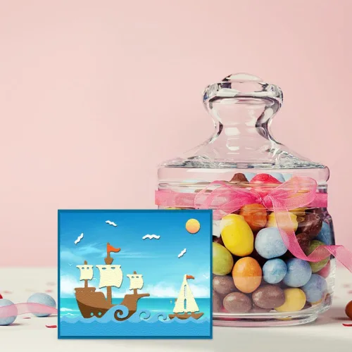 Miniatura 3 de Hying 2 troqueles de fondo de barco de flamenco para hacer tarjetas, troqueles de corte de ondas de faro de verano para álbumes de recortes, papel