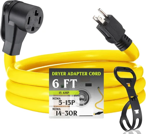 Miniatura 11 de Kanayu Cable adaptador de secadora NEMA 5-15P a 10-30R 15 amperios 1 pie NEMA 5-15P macho a 10-30R hembra adaptador de corriente 15 amperios 3
