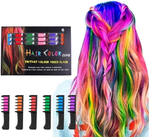 Miniatura 8 de Set de peine de tiza para el cabello temporal de 10 colores brillantes - Regalos de cumpleaños para niñas de 8, 9, 10, 11, 12 años, disfraces