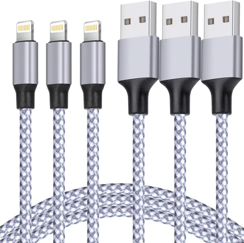 TAKAGI Cable Lightning de nailon trenzado de 6 pies para iPhone con certificación MFi, cable de carga USB de alta velocidad compatible con iPhone