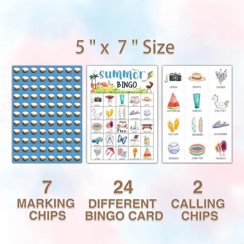 Miniatura 2 de Juegos de bingo de verano, tarjetas de bingo de verano, juegos de fiesta de campamento en la piscina en la playa para fiesta de cumpleaños
