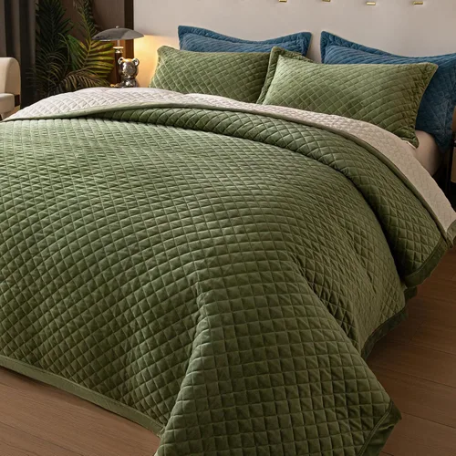 Miniatura 9 de tohrisa Juego de edredón de terciopelo tamaño King, ropa de cama ultrasuave de 3 piezas con 2 fundas de almohada, colcha reversible ligera