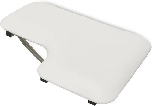 Miniatura 2 de Seachrome Asiento de ducha Lift-Assist, en forma de L, zurdo, ADA, montaje en pared, acolchado blanco naugahyde