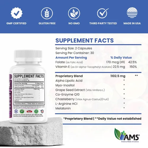 Miniatura 5 de America Medic & Science Vitaminas prenatales OVA-Max para mujeres (120 cápsulas) aumentan la fertilidad y la ovulación Ayuda para el embarazo