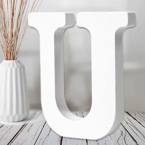 Miniatura 20 de AOCEAN Letras de madera blanca de 6 pulgadas, letras de madera sin terminar para decoración de pared, letras de pie, rebanadas, decoración