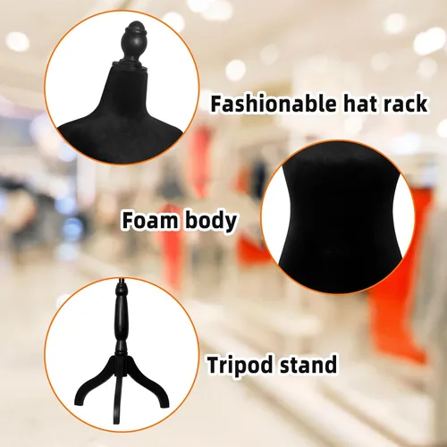 Miniatura 4 de Torso de maniquí femenino con soporte, talla grande 10-12 vestido de maniquí femenino forma 61-67 pulgadas altura ajustable, soporte de trípode
