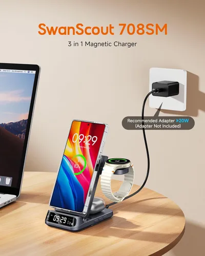 Miniatura 9 de Estación de carga inalámbrica magnética para Samsung, cargador rápido plegable 3 en 1 para Galaxy S26/S25/S24/S23/Z Fold & Flip 7/6/5, Galaxy Watch