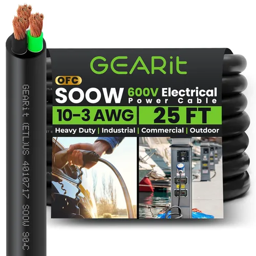 Miniatura 26 de GEARit Cable de alimentación portátil 6/3 6 AWG (100 pies - 3 conductores) SOOW 600V Cable eléctrico de calibre 6 para derivaciones de motor, luces