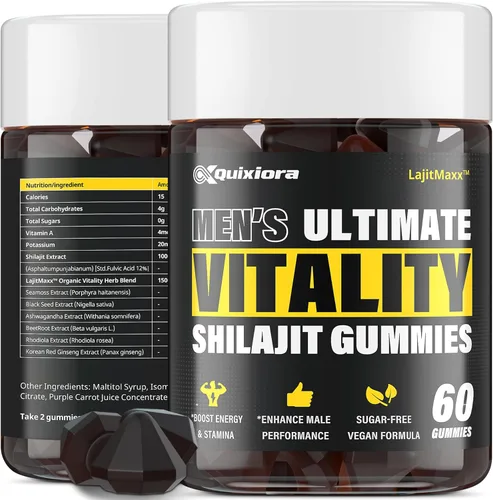 Shilajit - Gomitas para hombres y mujeres | Shilajit para hombres – Shilajit puro orgánico | Alta potencia | 85+ minerales traza y ácido fúlvico |