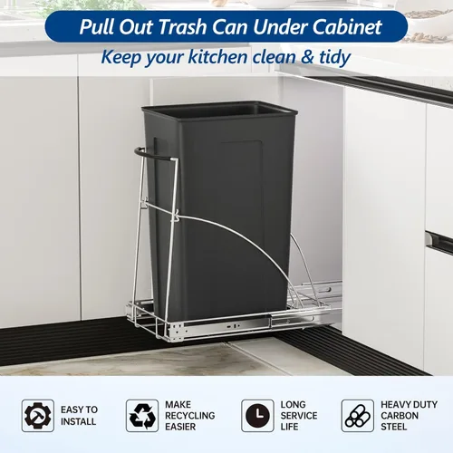 Miniatura 2 de Insputer Bote de basura extraíble debajo del gabinete, requiere gabinete de 13 pulgadas de ancho x 18 pulgadas de profundidad, kit de cubo de basura