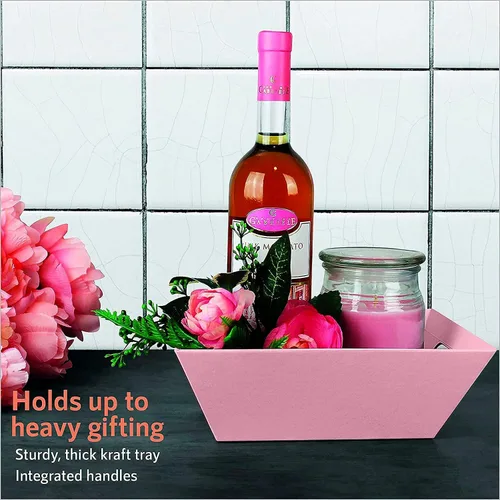 Miniatura 4 de Cestas rosas para regalos vacías [5PK] Kits de bricolaje - Cestas pequeñas rosas de 8x10" (20x25 cm), bolsas, lazos Para Pascua, San Valentín