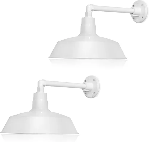 Miniatura 15 de 14 pulgadas. RLM Warehouse - Pantalla con brazo de cuello de cisne y bombilla Led A19 5000K de 9W Galvanizado (paquete de 2)