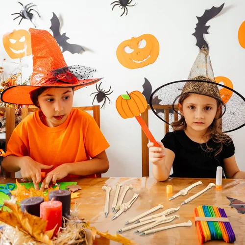 Miniatura 7 de Geosar Bolígrafos de hueso de Halloween novedosos con forma de hueso, bolígrafos de tinta negra de 0.039 in, bolígrafo de esqueleto, bolígrafos