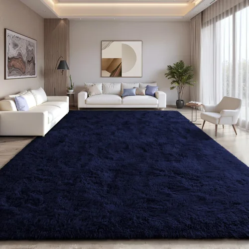 Miniatura 28 de EVOIONOS - Alfombra redonda gris para dormitorio, 5x5 pies; alfombras circulares suaves y esponjosas para sala de estar, alfombras de felpa peludas