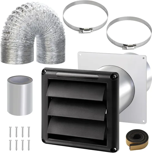 Miniatura 11 de Kit de ventilación de secadora a través de la pared con manguera/conducto conector/placa de pared, kit de conector de manguera de ventilación