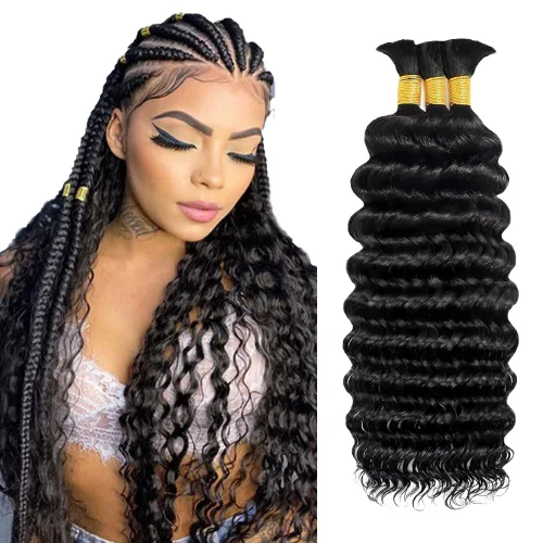 Freiuoke Cabello humano rubio 613 trenzado, 12, 12, 12 pulgadas, 5.29 oz, 3 paquetes de cabello virgen brasileño rubio ondulado profundo a granel