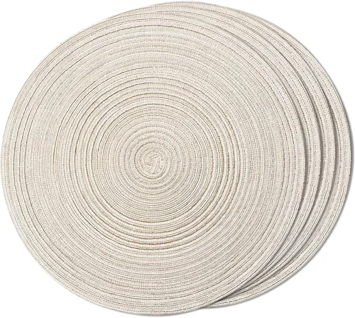 Miniatura 38 de FunWheat Juego de 4 manteles individuales redondos trenzados para mesas de comedor, manteles tejidos resistentes al calor, 15 pulgadas