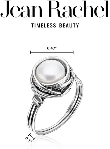 Miniatura 7 de JEAN RACHEL JEWELRY Anillo de plata de ley 925 con perla de agua dulce, hipoalergénico, sin níquel ni plomo, colección de diseñador artesanal hecha