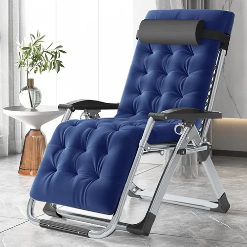 Miniatura 8 de MOPHOTO Cómoda silla plegable para sala de estar, silla reclinable plegable con colchón para interiores y exteriores, silla de ocio, sillas negro