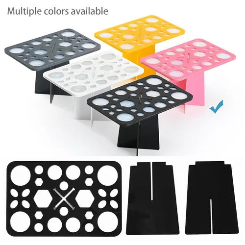Miniatura 7 de Luckyiren Escurridor acrílico para cepillos, soporte plegable con 28 ranuras para pinceles de uñas, pintura y maquillaje, negro, unisex, ideal