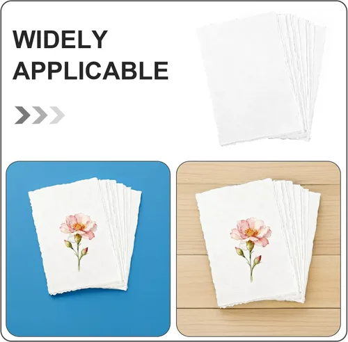 Miniatura 6 de Generic 25pcs Watercolor Paper - Thick Cotton Pulp Paper Sheets Rough Texture Deckled Edge A6 for Watercolors Acrylics Calligraphy and Creative Art
