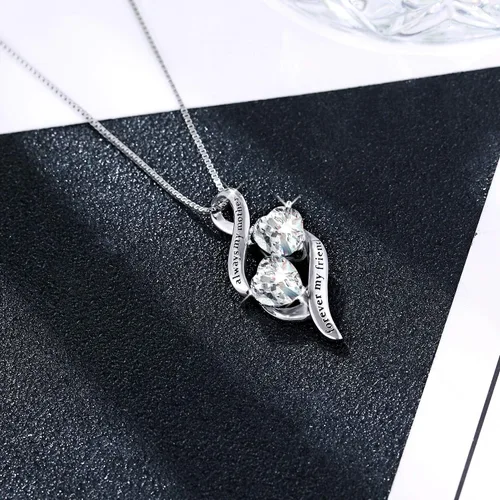 Miniatura 4 de Collar con colgante de corazón de plata ley 925 Always My Daughter&Sister Forever My Friend con doble amor, pulsera para madre e hija, regalo