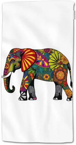 HGOD DESIGNS Toalla de mano de elefante – Mandala colorido floral 100% algodón suave toalla de baño para baño, cocina, hotel, spa – 15 x 30 pulgadas