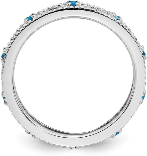 Miniatura 2 de Anillo de topacio azul apilable de plata de ley 925 maciza