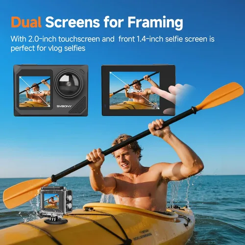 Miniatura 7 de SVBONY SVGo2 4K30FPS Cámara subacuática, EIS 2.0 doble pantalla táctil impermeable bajo el agua, zoom 50MP 5X, cámara de acción remota con palo