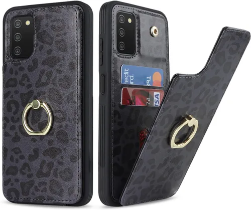 Miniatura 22 de Lipvina Funda para Samsung Galaxy A03s con tarjetero, Galaxy A03s Funda tipo cartera para mujer, tarjetero de crédito, soporte de anillo, fundas