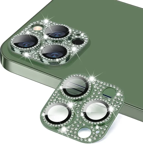 Miniatura 112 de Protector de lente de cámara diseñado para iPhone 12 Pro Max, con diamantes de imitación 3D con diamantes de imitación 9H, vidrio templado, Rosado