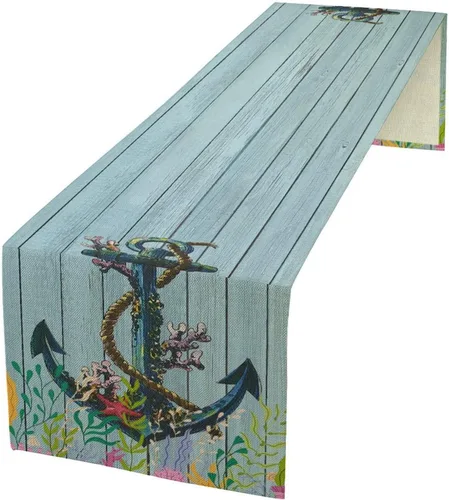 Miniatura 24 de Camino de mesa de lino de algodón, cuchillo de cocina occidental, tenedor, colección de mesa rectangular, desierto salvaje oeste americano