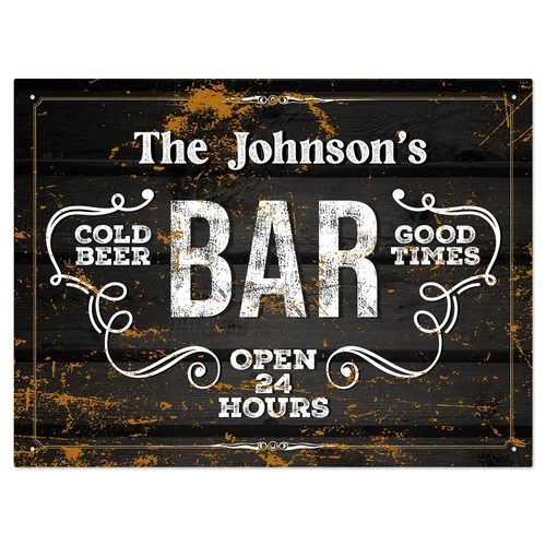 Miniatura 8 de Letrero de barra personalizado, nombre de barra rústico personalizado para decoración de interiores y exteriores, 10 x 14 pulgadas, aluminio 040