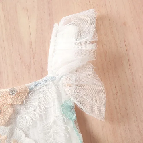 Miniatura 94 de Sasaerucure Traje de verano para bebé niña, sin mangas, mameluco de encaje tutú, mameluco de una pieza con volantes