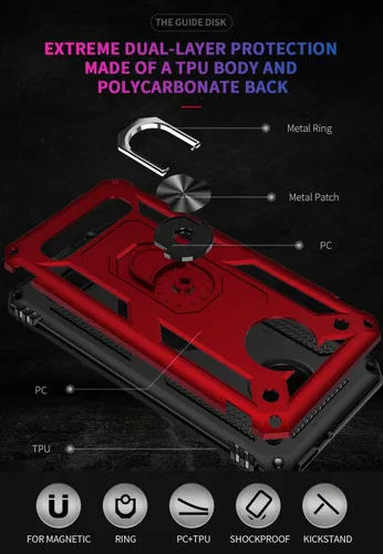 Miniatura 6 de Funda de grado militar para Motorola Moto Z4, Moto Z4 Play Case 360 Metal giratorio anillo soporte soporte magnético para coche Armadura resistente