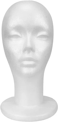 STUDIO LIMITED Cabeza de maniquí de espuma de poliestireno de 11.4 pulgadas (paquete de 1) – Soporte de peluca de espuma blanca para pelucas,