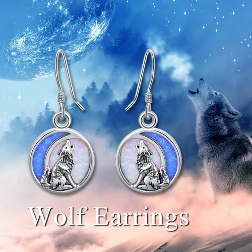 Miniatura 2 de POPKIMI Bonitos aretes colgantes de animales, joyería de animales, regalos de cumpleaños y Navidad para mujeres, aretes de ópalo de cristal de plata