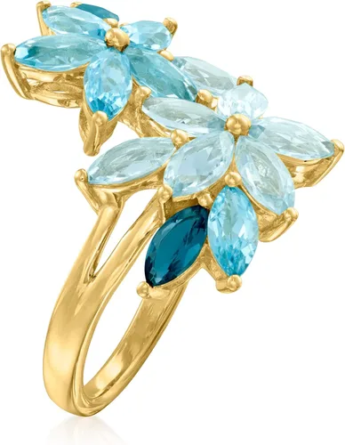 Miniatura 3 de Ross-Simons Anillo floral de topacio azul tono de 3.70 quilates en oro de 18 quilates sobre ley