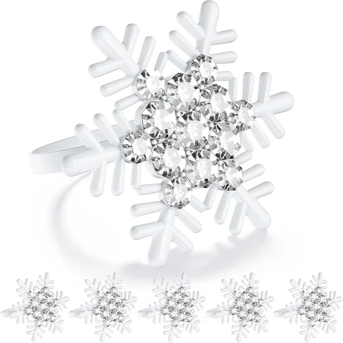 Miniatura 15 de ZeeDix Juego de 6 servilleteros de corona de Navidad, servilleteros de Navidad para servilletas de tela, servilleteros de Navidad para Acción