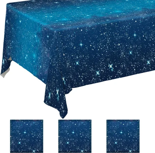 Mantel espacial de Gatherfun con temática de estrellas espaciales, suministros para fiestas, mantel de noche estrellada, mantel de plástico