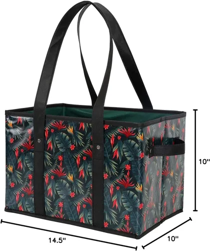 Miniatura 8 de Foraineam Juego de bolsas reutilizables para comestibles, bolsas de compras plegables y resistentes con fondo reforzado Follaje vibrante/paquete de 3
